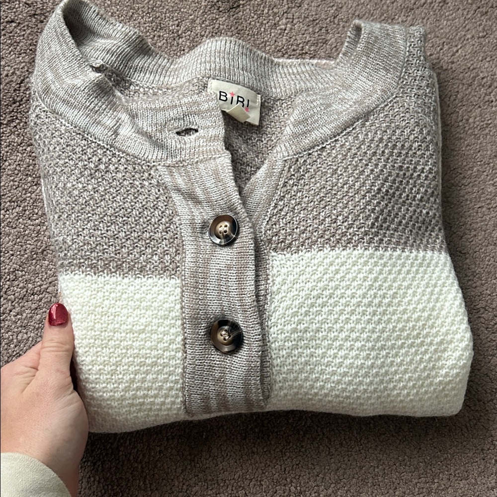 NanaMacs Off-the-Shoulder Striped Sweater - Cream, Brown, Pink - Picture 5 of 5
